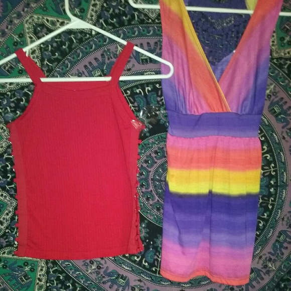 Rainbow Crochet Back Tank & Red Ribbed Tank Bundle - Picture 3 of 8